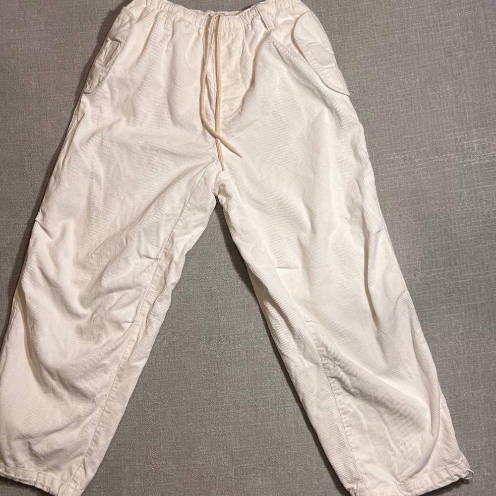 BDG Corduroy Pants Cream White Drawstring Waist Relaxed Fit Women's Small